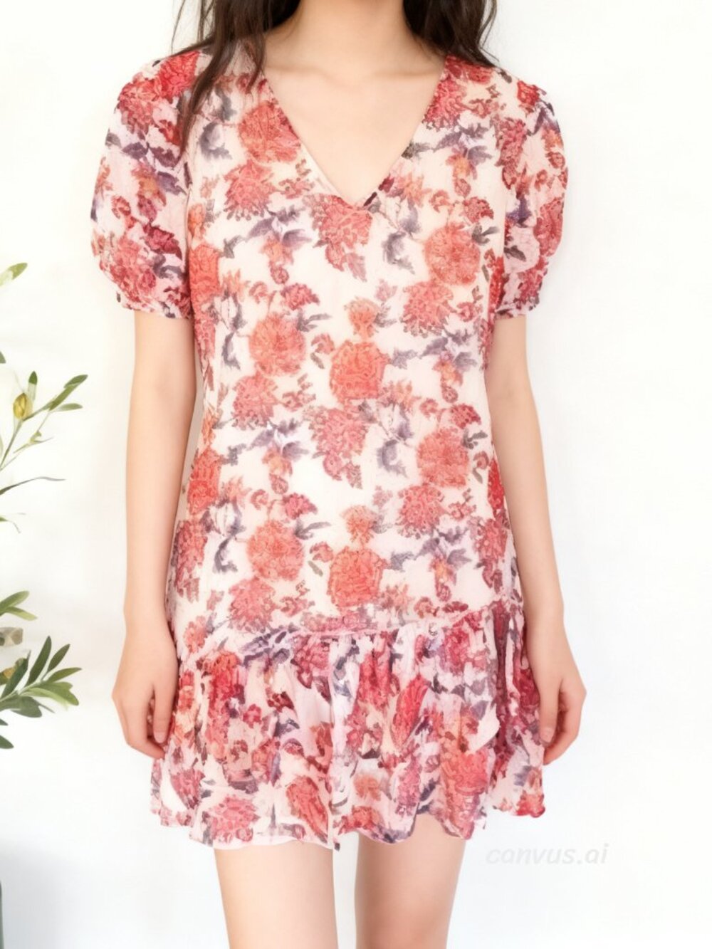 SADIE & SAGE Ditsy Ruffled Mini Dress Floral Women’s Medium